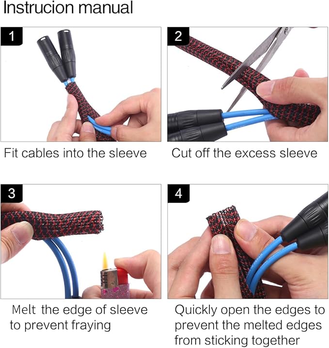 Alex Tech 25ft - 1/2 inch Cord Protector Wire Loom Tubing Cable Sleeve Split Sleeving For USB Cable Power Cord Audio Video Cable – Protect Cat From Chewing Cords - Blackred