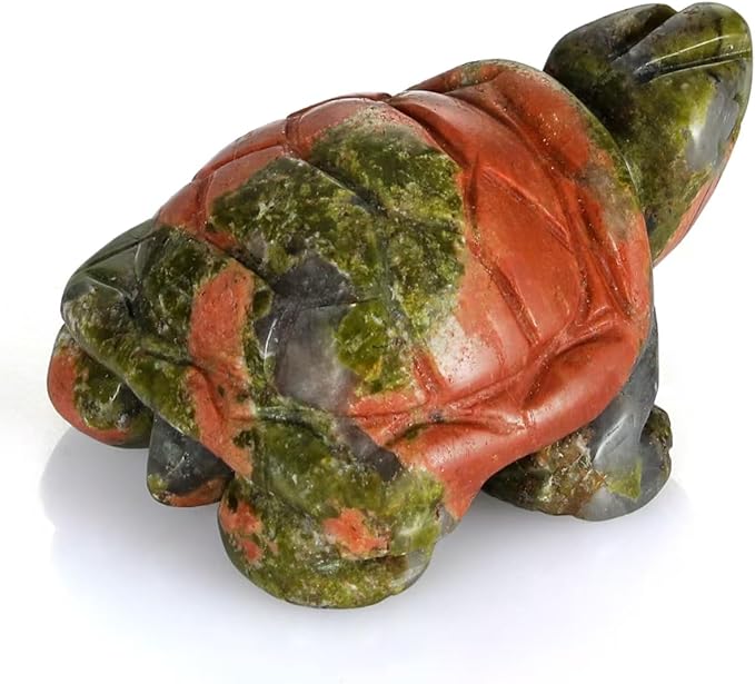 2" Unakite Turtle Figurine for Protection&Stability,Statue for Longevity,Turtle Decor for Homes&Offices
