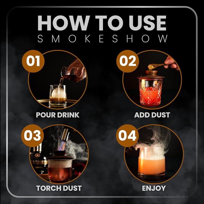 Smokeshow Cocktail Smoker Bundle with Kitchen Torch, One Flavor of Wood Chips Bourbon Barrel (No Butane Included)