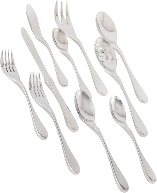 KNORK's Original Flatware Set - 45 Piece Glossy Silverware Set with Knork Forks - Durable and Stylish Knork Flatware Set for Everyday Use, Service for 8