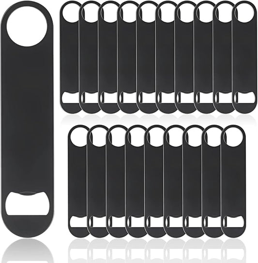 QTLCOHD 20 Pack Flat Bottle Opener 7 Inch Stainless Steel Bottle Openers Bulk Black Beer Bottle Opener Bartender for Kitchen Bar or Restaurant