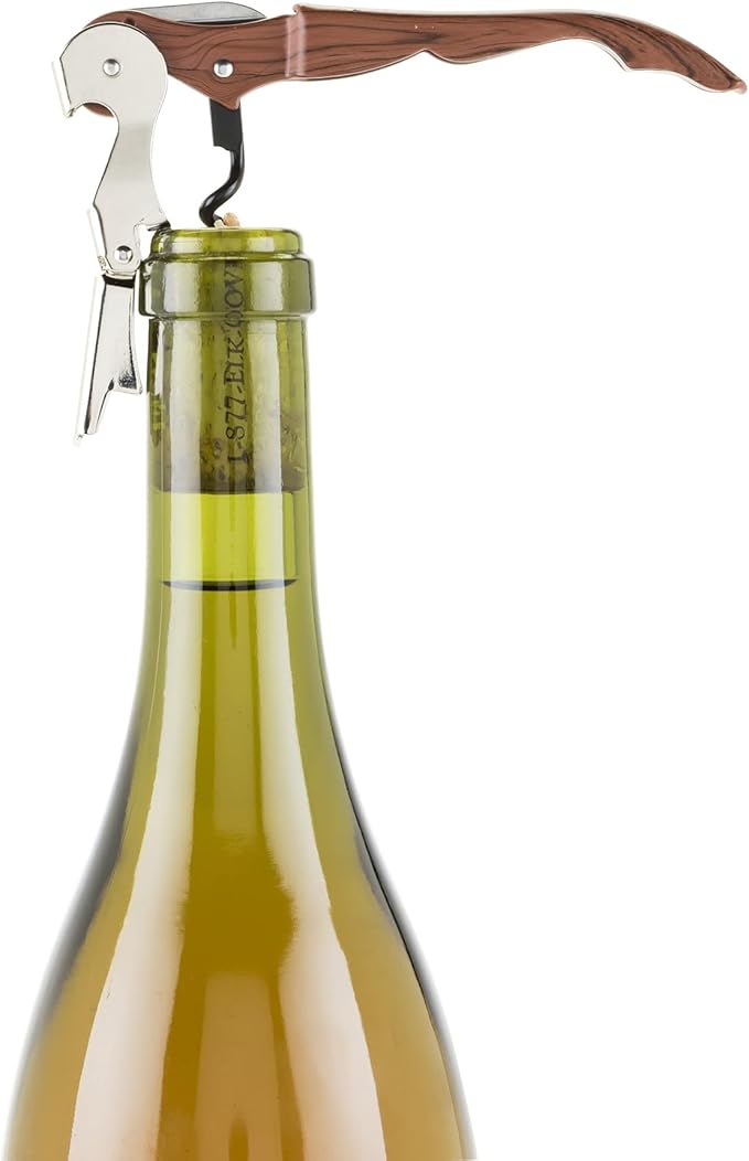 True Truetap Double Hinged Waiter's Corkscrew Wine Opener, Stainless Steel Wine Bottle Opener with Built In Foil Cutter, Home Bar Tools, Bar Cart Accessories, Wedding Gifts, Set of 1, Natural