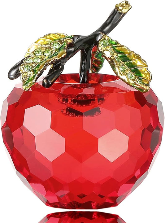 Crystal Apple Figurine Paperweight, Handmade Statue Ornament Home Decoration, Collectible Crystal Crafts, Come with Gift Box, Great Gift for Birthday Holidays Christmas (Red-50mm)