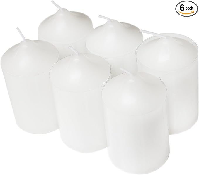 Super Z Outlet Unscented Pillar Candles for Weddings, Home Decoration, Relaxation, Spa, Smokeless Cotton Wick (6, White, 2"x3")
