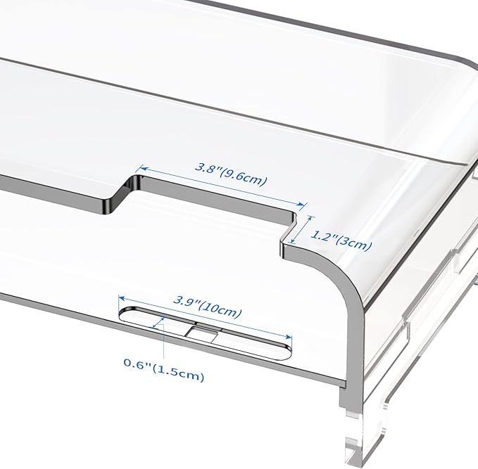 Acrylic Monitor Stand Riser Acrylic Laptop Stand Clear Computer Stand Laptop Riser with Storage Desk Organizer Accessories for Home and Office