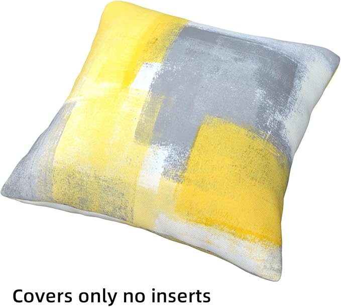 Yellow Decorative Throw Pillow Covers 18x18 Set of 4 Teal Pillow Cover Modern Abstract Art Decorative Pillows for Living Room Bedroom Sofa Couch Pillow Covers