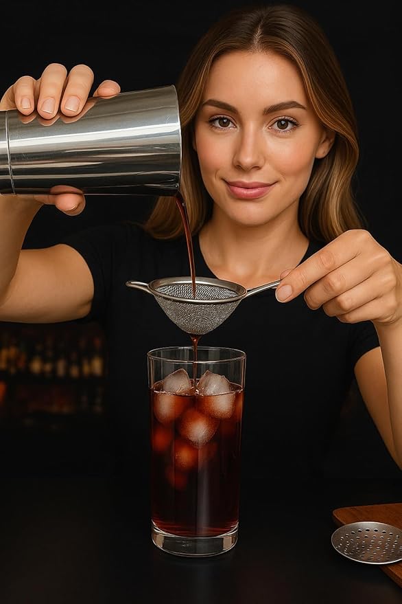 Cocktail Strainer Set Stainless Steel Bar Tools with Stirring Spoon - Hawthorne, Julep, & Fine-Mesh Sifter for Drinks