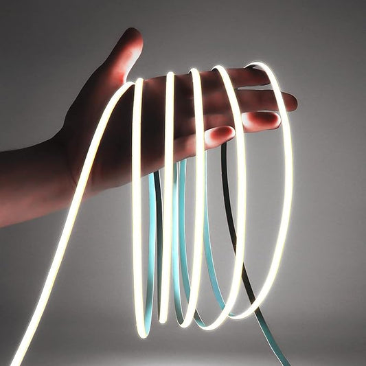 5mm Ultra Thin COB LED Strip DC 24V, Cold White 6000K, RA>90 High CRI LED Tape Light, Cuttable Flexible, 16.4FT Super Bright, IP30 for Indoor House Kitchen Room Decor