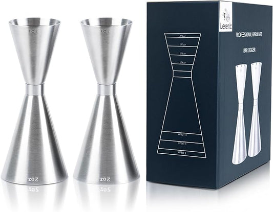 Lexenic oz/ml Dual Markings Jigger for Bartending, 304 Stainless Steel Heavy Duty Double Cocktail Jigger with 7 Measurements Inside, Professional Japanese Bar Tool for Bartender Home Bar Party