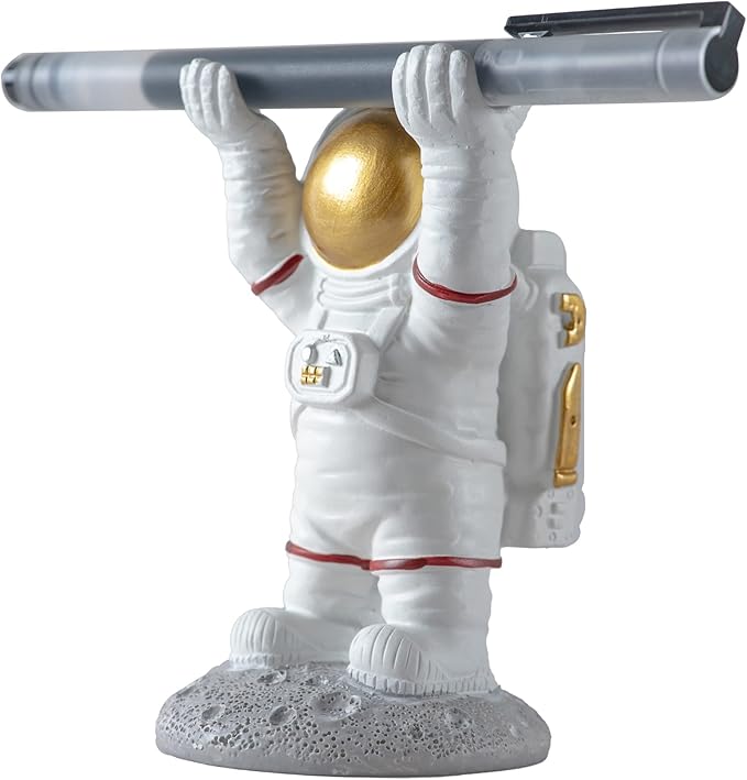 BUTILIVEEN Astronaut Pen Pencil Holder Stand for Desk, Resin Pen Display Stand Pencil Display Holder for Home Office Gifts, Standing Astronaut Pen Holder