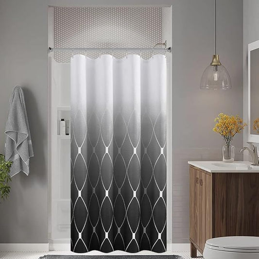Small Stall Shower Curtain 48 Inch, Black and White Ombre Shower Curtains for Bathroom Decoration 48x72 Inch, Weighted Hem, Bath Accessories Hotel Style