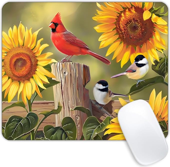 Sunflowers and Songbirds Mouse pad Customized Mousepad Non-Slip Rubber Base Mouse Pads for Computers Laptop Office Desk Accessories Mouse pad