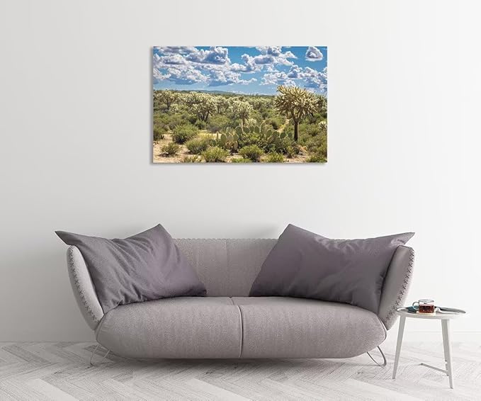 Arizona Desert Cactus Wall Art for Living Room Bedroom Bathroom Home Decorations Beautiful Cactus Landscape Picture Poster Canvas Prints Cactus Framed Artwork Ready to Hang(24''H x 36''W)