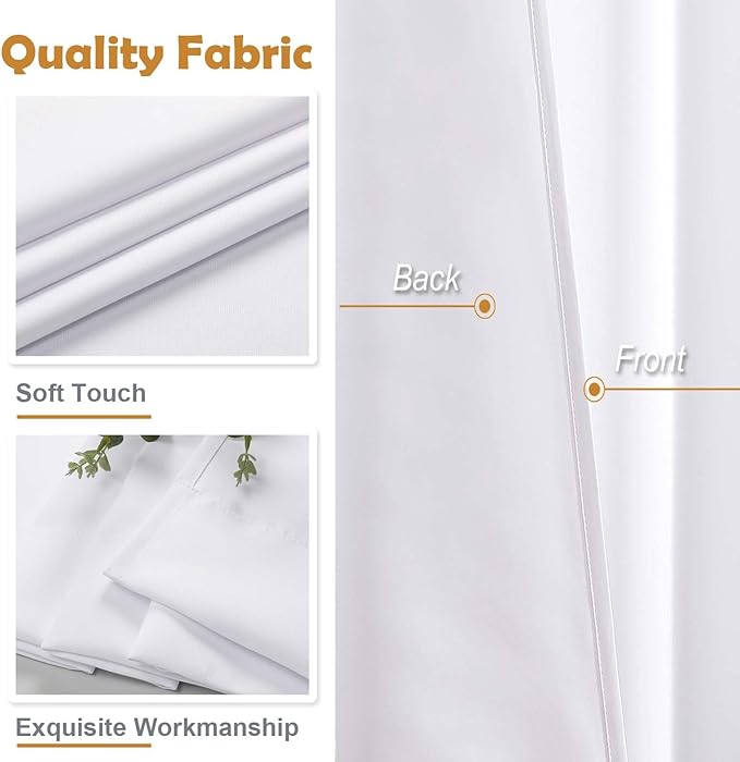Aiyufeng Pure White Curtains for Bedroom 96 Inches Long 2 Panels Set, Room Darkening Window Treatment, Light Filtering Curtain Drapes, Soft Casual Rod Pocket Privacy Curtains, W40 x L96 Inch