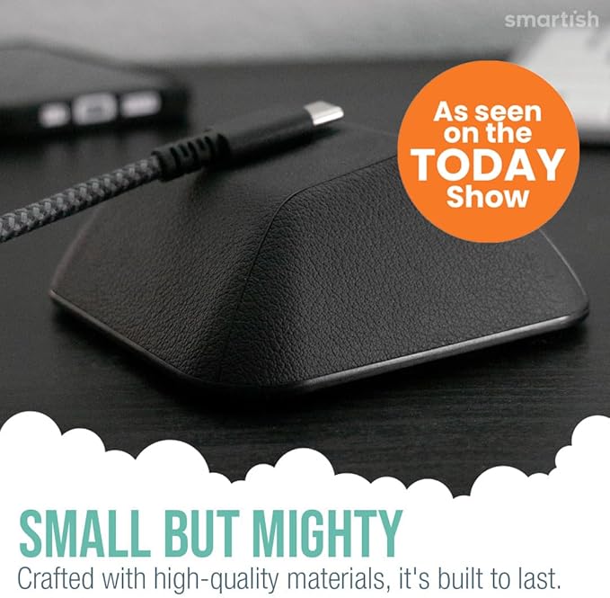 Smartish® Magnetic Cord Holder - Cable Wrangler Organizer with Magnet Clips for Charger Management on Desktop, Nightstand, or Side Table for All Cables, USB-C, Lightning Cables - Black Tie Affair