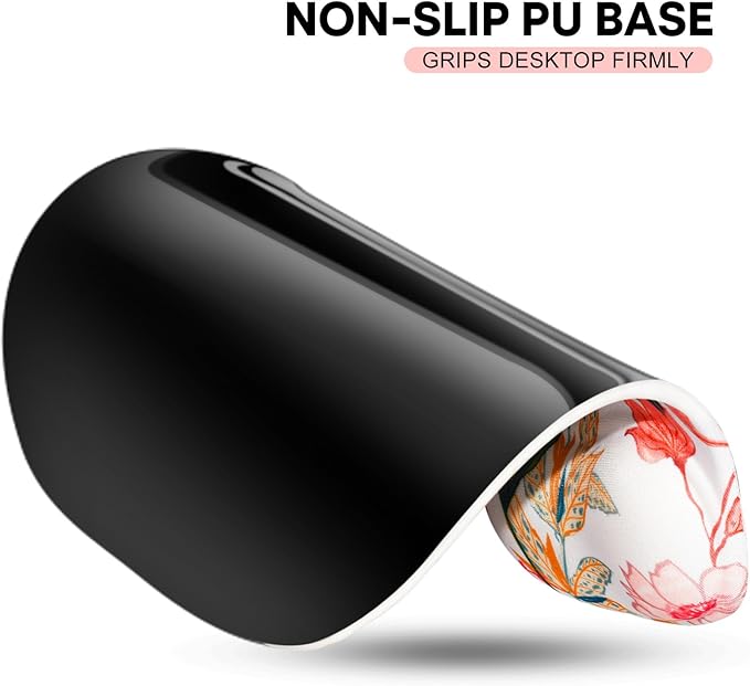 JIKIOU Mouse Pad, 2 Pack Ergonomic Mouse Pads with Comfortable Gel Wrist Rest Support and Smooth Cloth, Non-Slip PU Base for Easy Typing Pain Relief Durable and Easy to Clean Small White Flowers