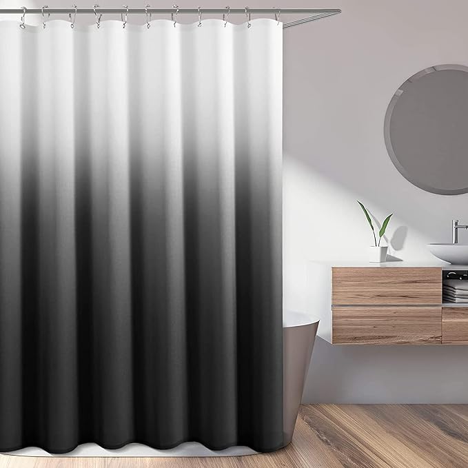 Small Stall Black Men Shower Curtain 36 inch Wide Bathroom Bath Grey Curtain Set Geometric Black and Gray Curtains Narrow Half 36x72 inches