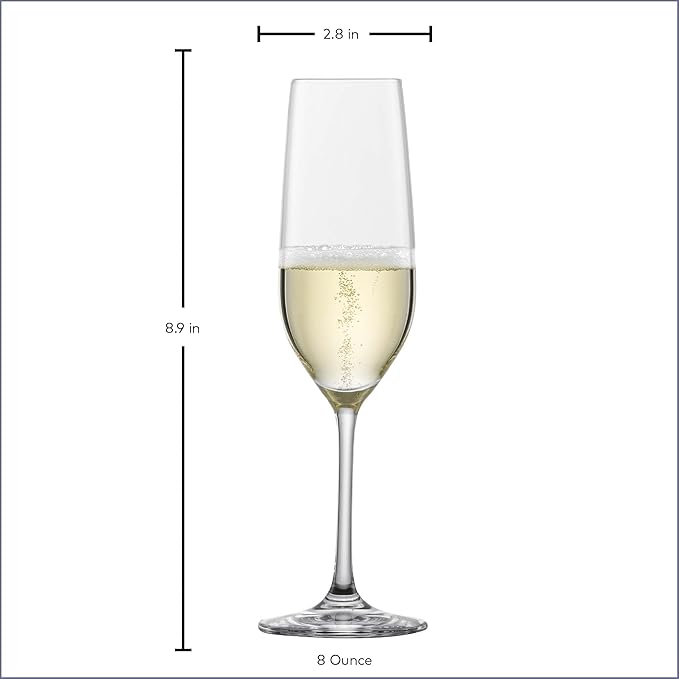 SCHOTT ZWIESEL Forté Champagne Flute (Set of 6), Champagne Glasses with Effervescence Point, Dishwasher-Safe Machine-Made Tritan Crystal Glasses, Made in Germany (8 Ounce)