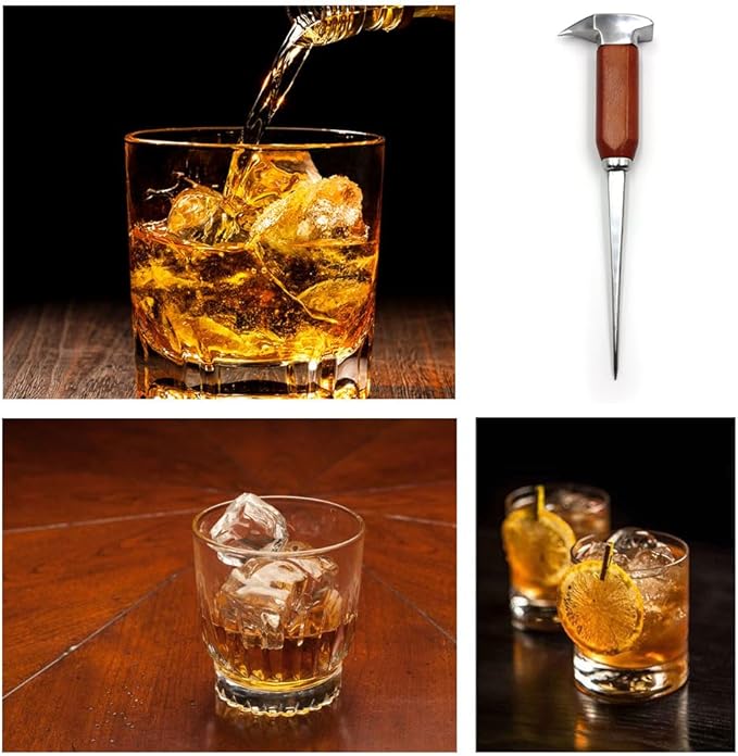 Ice Pick Stainless Steel, Ice Picks for Breaking Ice, Ice Pick with Wood Handle, Ice Picks for Kitchen, Bars, Bartender, Best Ice Carving Tools (long)