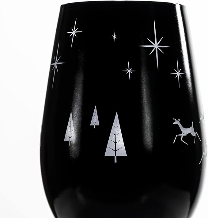 Wonderland Stemless Wine Glass/Candle Votive | Set of 2 Tumbler Wine Glasses | Lead-Free Glass | Christmas Laser Etched Stemless Wine Glasses