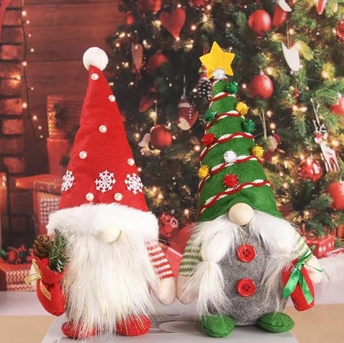 Christmas Gnomes Plush Decoration,Gnome Plush Christmas Decoration Handmade Swedish Dwarf Scandinavian Tomte Elf Gnomes for Home Office Table Decor,Red