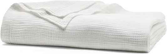 BOLL & BRANCH Dream Bed Blanket - Twin/Twin XL, White - Luxury 100% Organic Cotton - Soft, Lightweight and Breathable - Cloud-Like Touch
