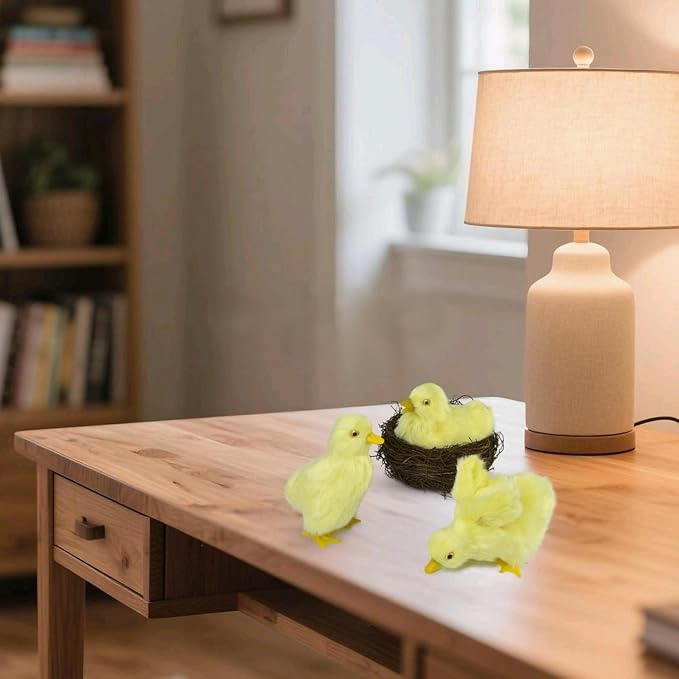 Cute Simulation Duck 4pcs，Realistic Plush Duck with Nest，Lifelike Animal， Statue ，Easter Christmas Thanksgiving Simulation for Home Decors Model Gift Miniatures Decorations