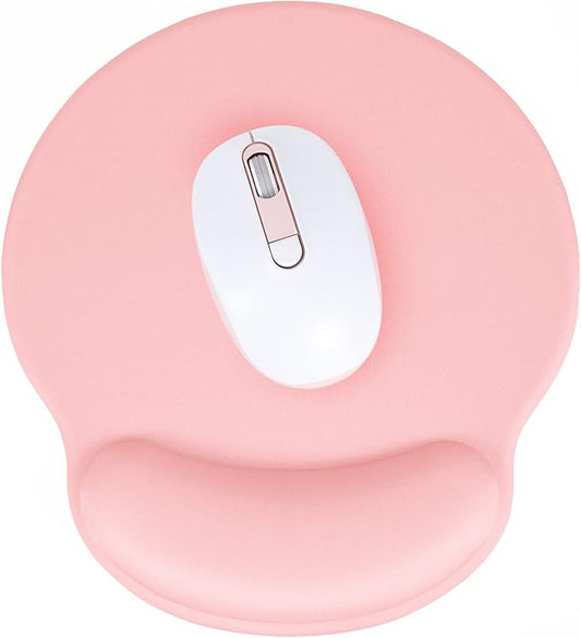 Hsurbtra Ergonomic Mouse Pad with Wrist Rest Support, Gel Mouse Pads with Non-Slip PU Base, Pain Relief Memory Foam Computer Mat, Cute Office Supplies Desk Decro Accessories, Pink