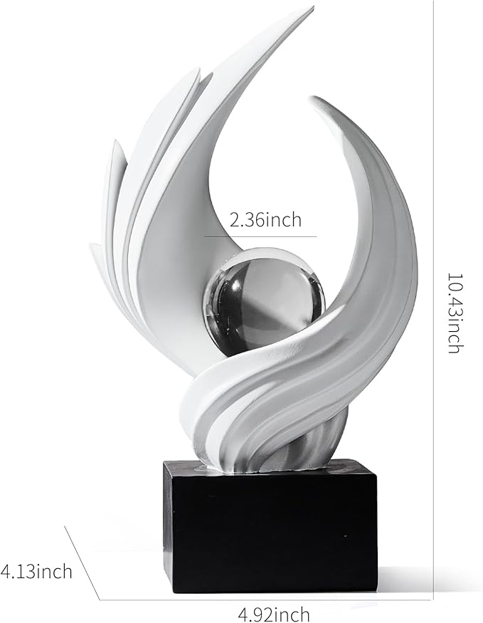 Abstract Art Sculpture, Resin Gold Decorative Statue, Modern White Ornaments for Living Room, Decorativas Modernas for Coffee Table, Entryway & Office Collectibles (White)