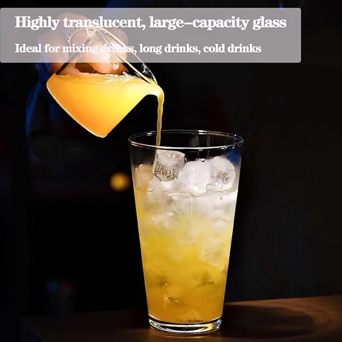 16.3 oz Drinking Glasses Set of 4, Glass Cups Set,Pint Glasses, Iced Coffee Cups,Highball Drinkware Glassware, Water Glasses for Cocktails,Beer,Wine,Juice