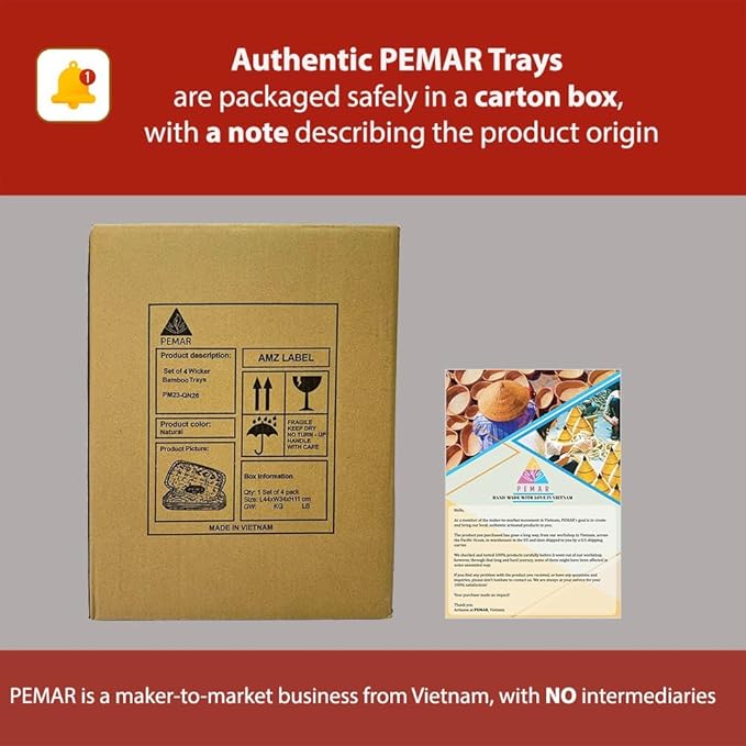 PEMAR 12.6” Mother of Pearl Round Serving Tray with Handles, Decorative Nacred Wooden Ottoman Coffee Table Tray (White Tiles)