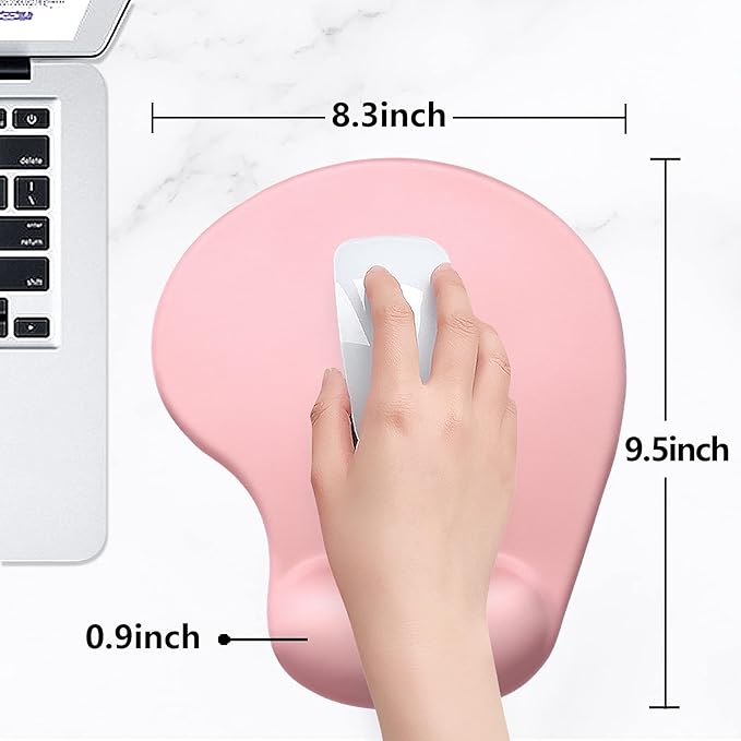 Hsurbtra Ergonomic Mouse Pad with Wrist Rest Support, Gel Mouse Pads with Non-Slip PU Base, Pain Relief Memory Foam Computer Mat, Cute Office Supplies Desk Decro Accessories, Rose Gold