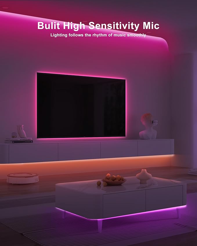16.4ft Bluetooth RGB COB Led Strip Lights with Remote, Dimmable Smart App Led COB Light Strip, Color Changing Music Sync, Indoor RGB Led Lights for Bedroom, Home Decor, Party