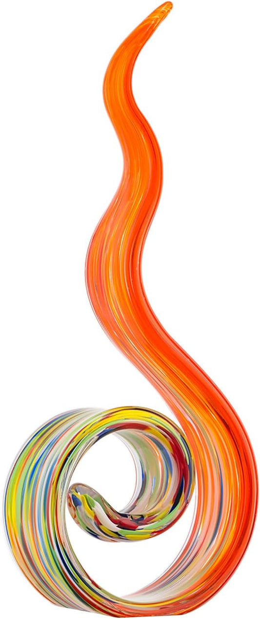 11.4" Tall Hand-Blown Glass Sculpture Murano-Style Sculpture Art Ornament Statue Figurines Home Decor Accent Piece Coastal Ocean Nautical Home Decor,Shelf,TV Stand,Tabletop Centerpieces,Wonderful Gift