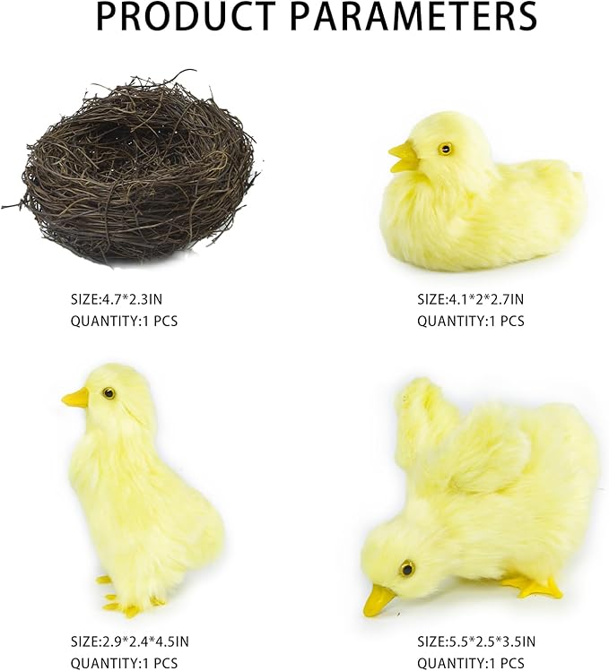Cute Simulation Duck 4pcs，Realistic Plush Duck with Nest，Lifelike Animal， Statue ，Easter Christmas Thanksgiving Simulation for Home Decors Model Gift Miniatures Decorations