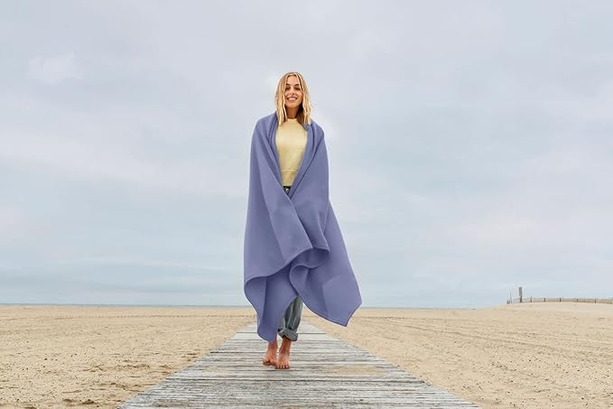 MV Sport Lightweight Sweatshirt Blanket Throw – Warm & Cozy, Breathable Oversized Fleece Knit, Couch, Bed, Travel, Cold Nights, and Outdoors – Soft Light Weight Blanket 54" x 84" Periwinkle