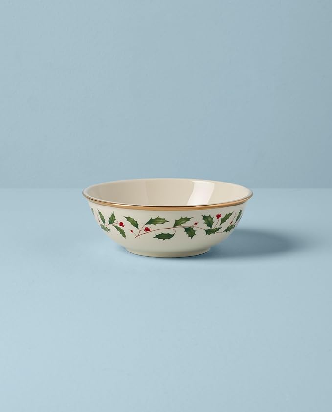 Lenox 883431 Holiday Place Setting Bowl, Red & Green, Christmas Dinnerware