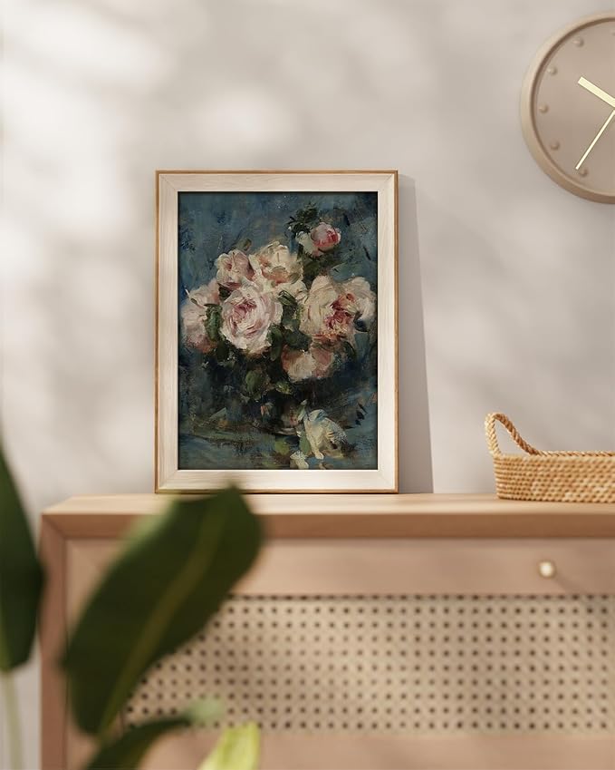 InSimSea Framed Canvas Wall Art of Bedroom Decor - Vintage Floral Flower Wall Decor, Botanical Art Work Paintings Room Decor Home Decor Living Room Bedroom Bathroom 12x16In