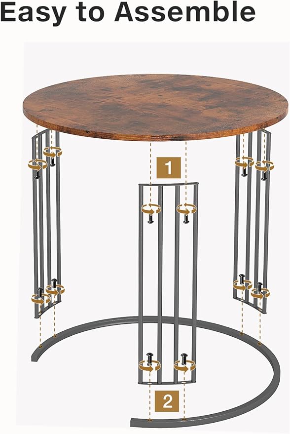 YORKING Nesting Coffee Table Set of 2, Round Table, Modern End Side Table Night Stand for Bedroom Dining Room (Brown)