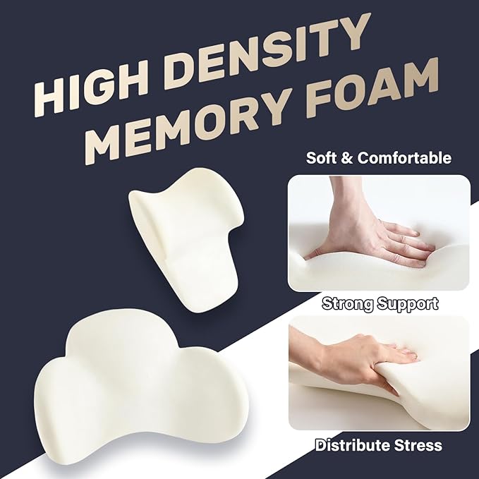 Coverado Lumbar Support and Headrest Pillow for Car, Memory Foam Ergonomic Head Neck Support Pillow for Driving Seat, Back Support and Pain Relief, Seat Cushion for Car, Driver, Office