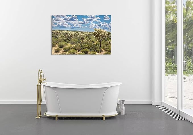 Arizona Desert Cactus Wall Art for Living Room Bedroom Bathroom Home Decorations Beautiful Cactus Landscape Picture Poster Canvas Prints Cactus Framed Artwork Ready to Hang(24''H x 36''W)