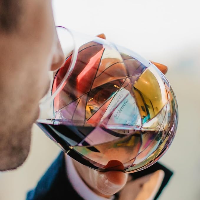 Stemless Wine Glasses – Hand‑Painted Set of 2 Unique Wine Gift for Wedding, Anniversary, Housewarming & Christmas • Sagrada Familia Style • Ideal for Women & Men