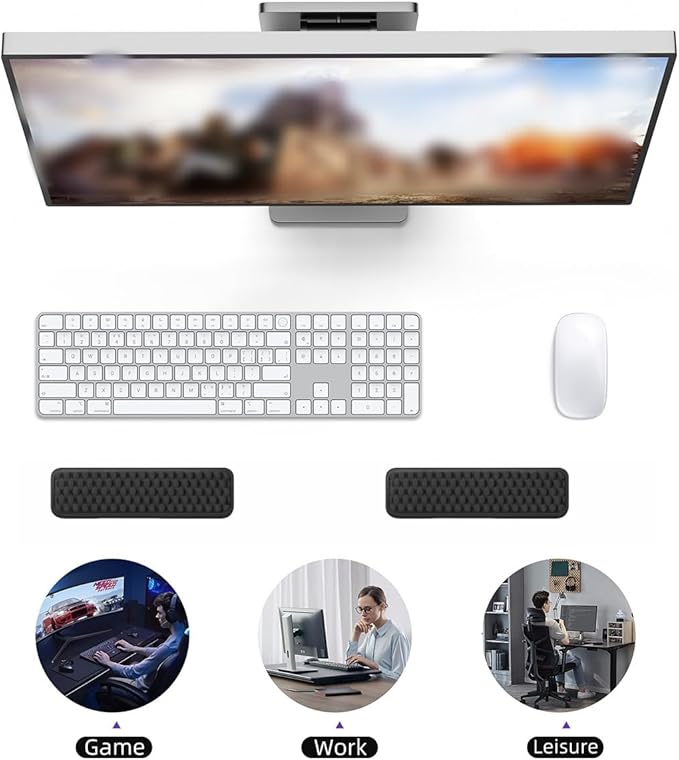 L-Shaped Desk Elbow Pad for Desk, 2-Piece Memory Foam Elbow Pads with Non-Slip, Ergonomic Desk Edge Cushion, Wrist Support Arm Rest for Office and Gaming Black (11.8 * 3.9 inch)