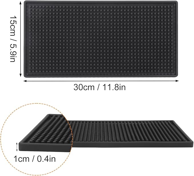 10 Pack 6 x 12 Inch Rubber Bar Mats, 12" x 6" Black Bar Service Mat for Countertop, Bartending, Efficient and Stylish Solution for Every Bartending Need,by KUKLIPJIM