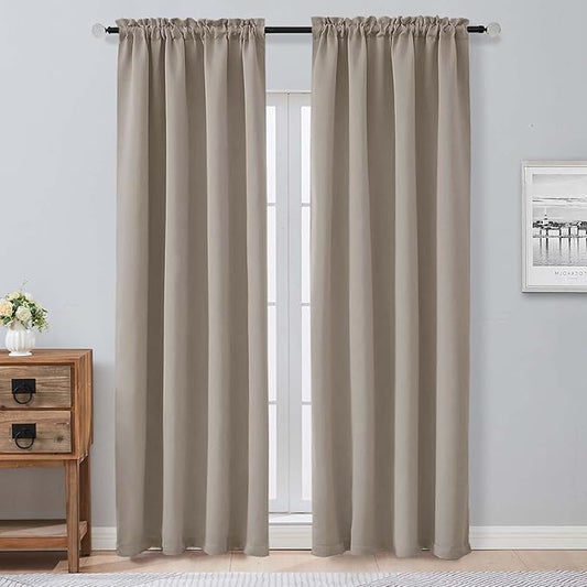 Aiyufeng Stone Blackout Curtains for Bedroom 96 Inches Long 2 Panels, Solid Thermal Insulated, Energy Saving Living Room Window Treatment Curtains Blackout Drapes, W40 x L96 Inch, Stone
