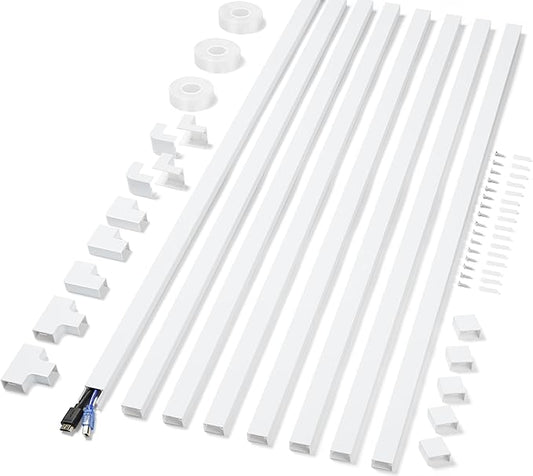 Cord Covers for Wires on Wall Extra-Long, 26.25ft TV Cord Hider Kit, Paintable Cable Management Concealer, White Cord Raceway Channel, 8 x L39in x W0.95in x H0.55in