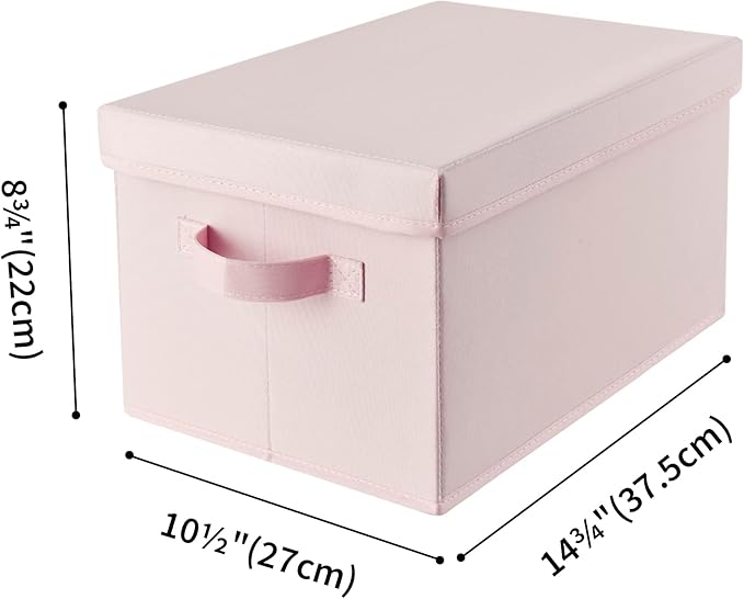 GRANNY SAYS Closet Storage Bins, Fabric Boxes with Lids, Shelf Baskets for Closet Organization, Stackable Storage Containers, Pink, 3-Pack