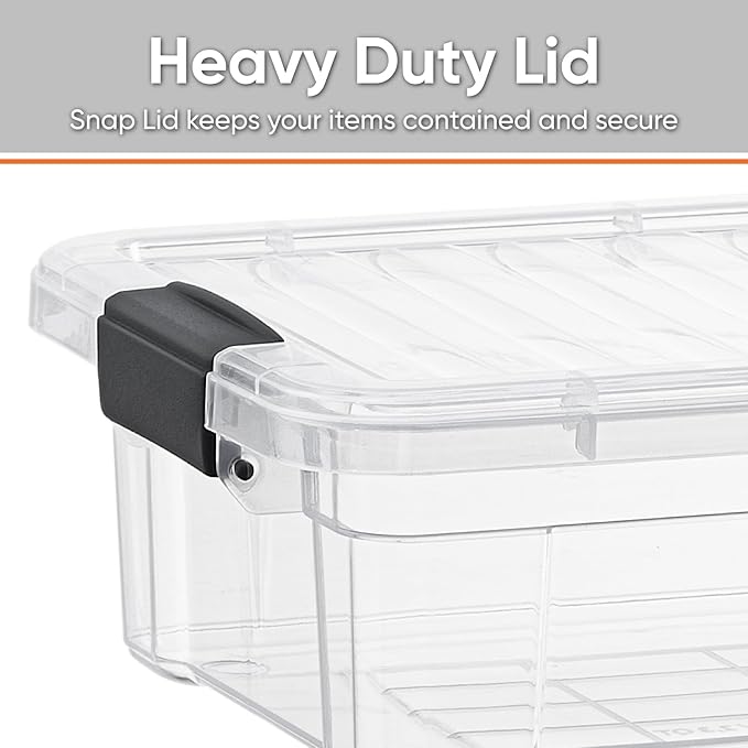 Superio Storage Bins with Lids- 5 Pack, 4.5 Qt Clear Boxes for Organizing, Stackable Plastic Containers- BPA Free, Non-Toxic, Odor Free, Organizer for Home, Office, Dorm
