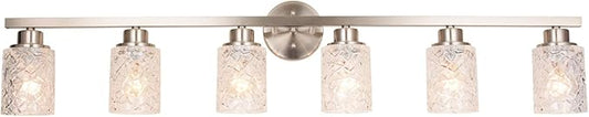 ALICE HOUSE 41.3" Vanity Lights, 6 Light Wall Lighting, Brushed Nickel Finish Bathroom Lights Over Mirror, Bathroom Lighting AL9082-W6