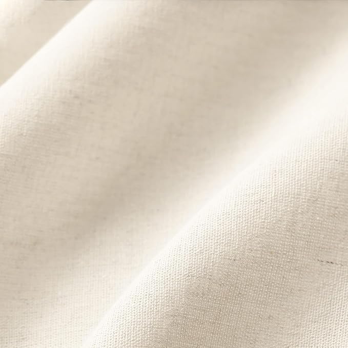 Awellife Farmhouse Cream Shower Curtain Button Linen Textured Woven Fabric,Country Style (Black & Cream, 72" W x 72" L)